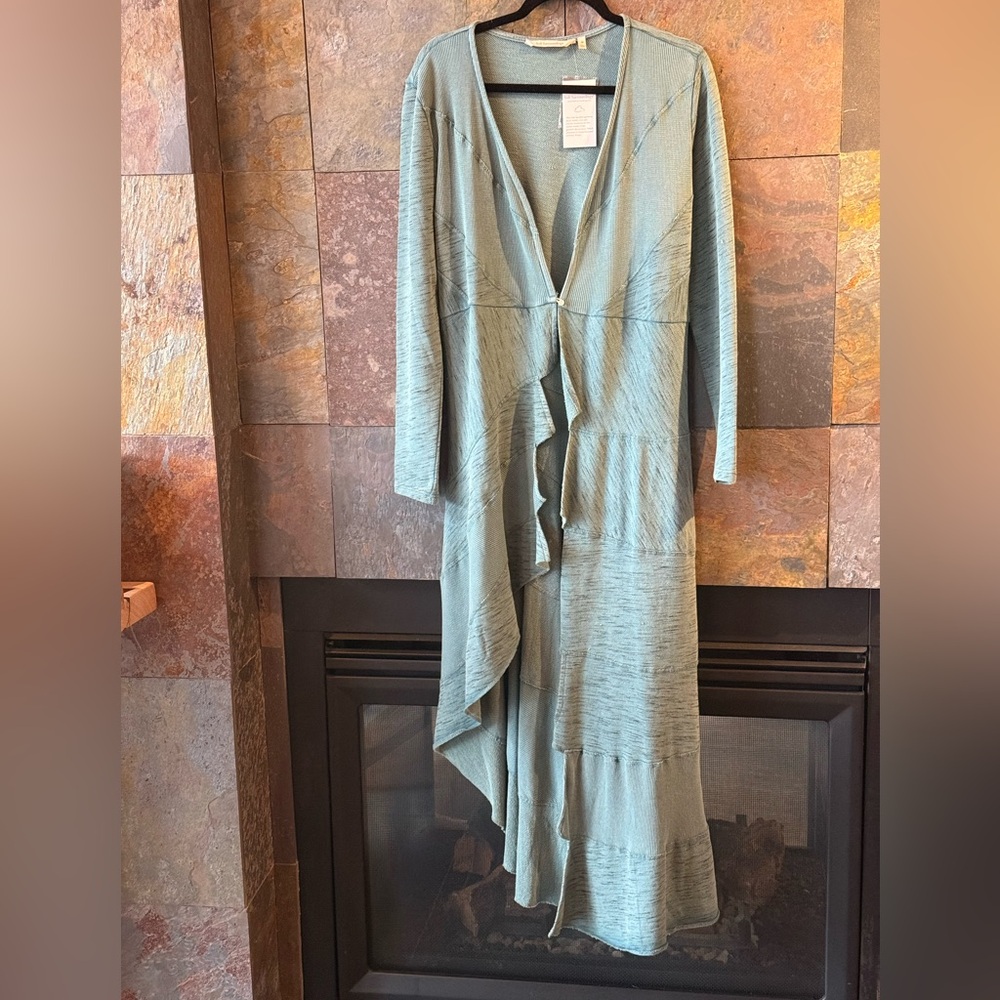 NWOT Soft Surroundings teal topper, M, unique boho, arty piece. Asymmetrical - Picture 5 of 15